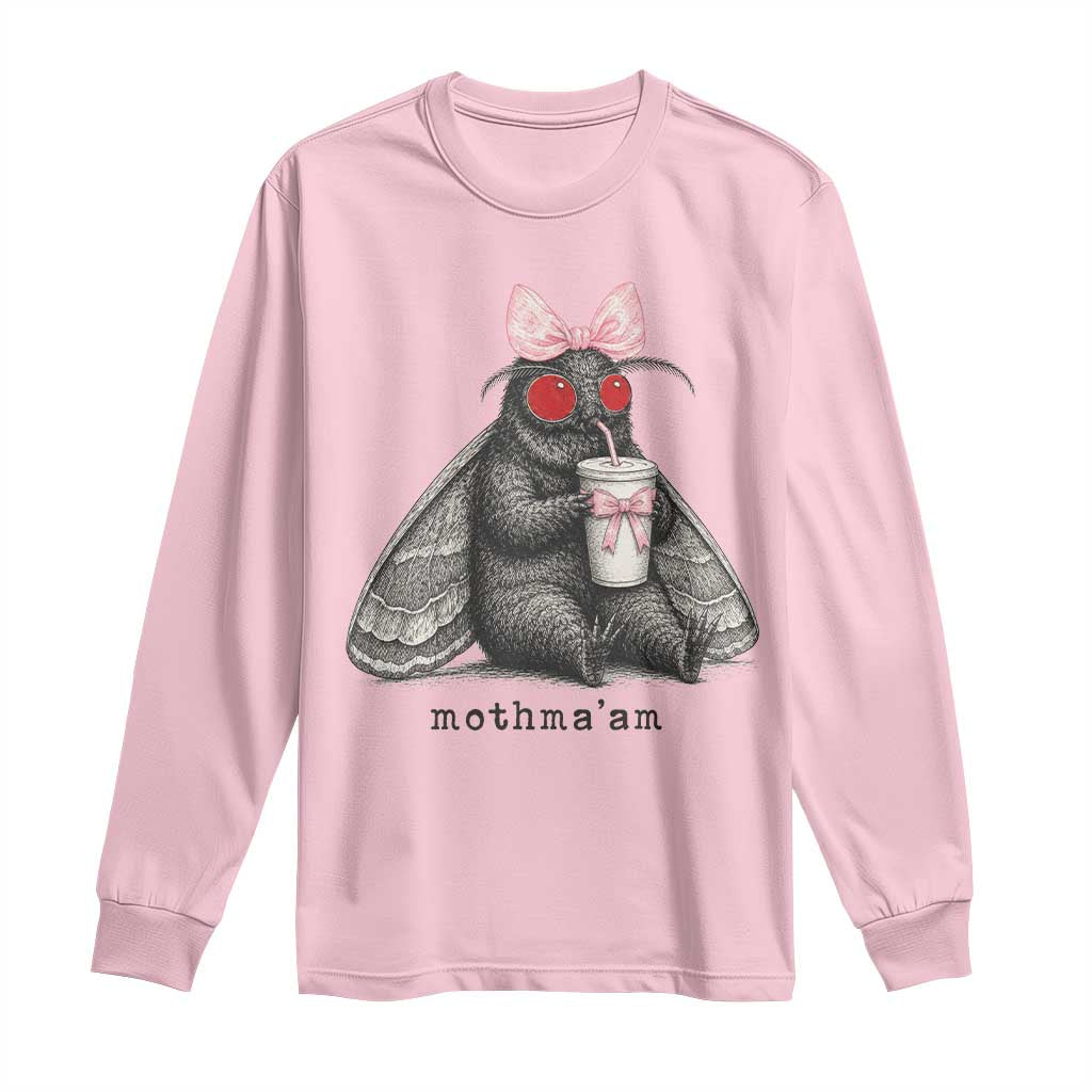 Funny Mothman Mothma'am Cute Pink Bow Coquette Long Sleeve Shirt TS11 Light Pink Print Your Wear