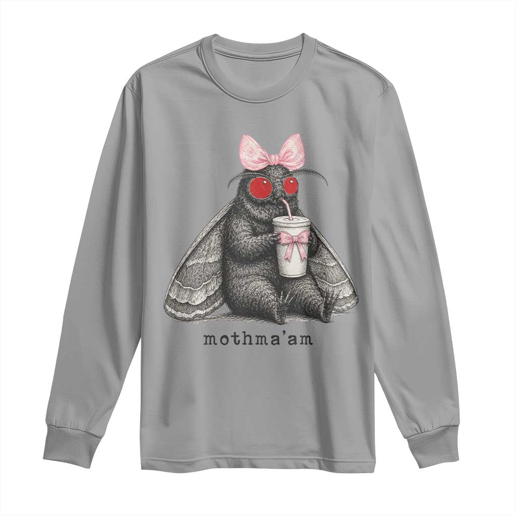 Funny Mothman Mothma'am Cute Pink Bow Coquette Long Sleeve Shirt TS11 Sport Gray Print Your Wear