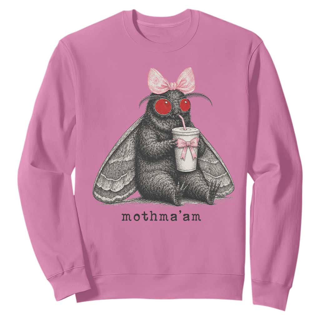Funny Mothman Mothma'am Cute Pink Bow Coquette Sweatshirt TS11 Azalea Print Your Wear