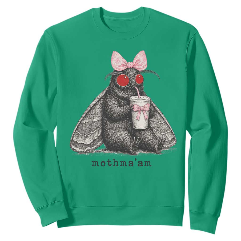 Funny Mothman Mothma'am Cute Pink Bow Coquette Sweatshirt TS11 Irish Green Print Your Wear