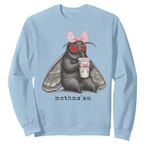 Funny Mothman Mothma'am Cute Pink Bow Coquette Sweatshirt TS11 Light Blue Print Your Wear