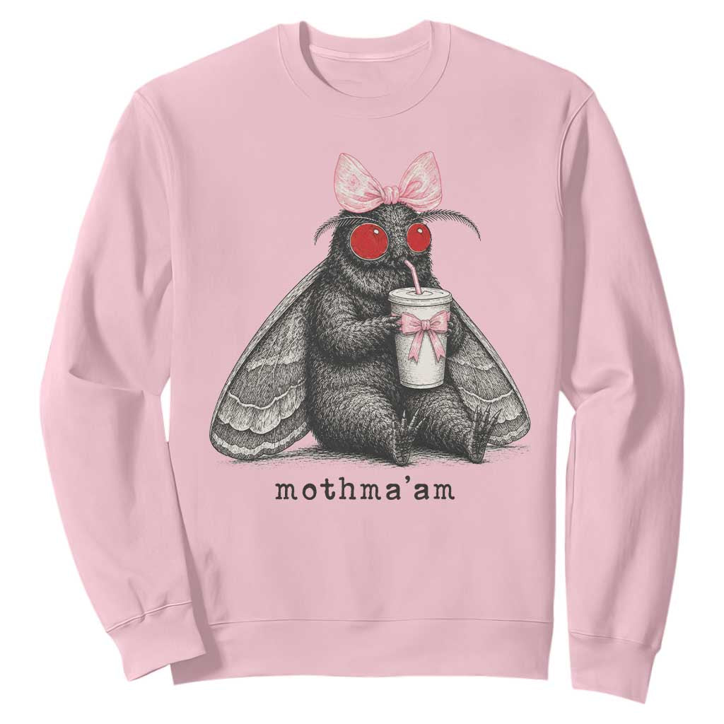 Funny Mothman Mothma'am Cute Pink Bow Coquette Sweatshirt TS11 Light Pink Print Your Wear