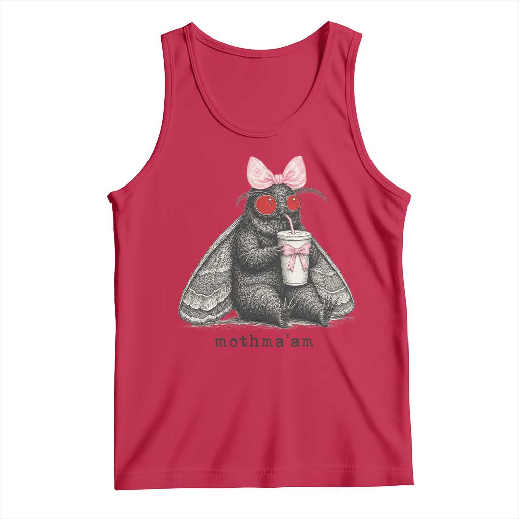 Funny Mothman Mothma'am Cute Pink Bow Coquette Tank Top TS11 Red Print Your Wear