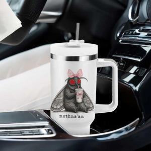 Funny Mothman Mothma'am Cute Pink Bow Coquette Tumbler With Handle TS11 Print Your Wear