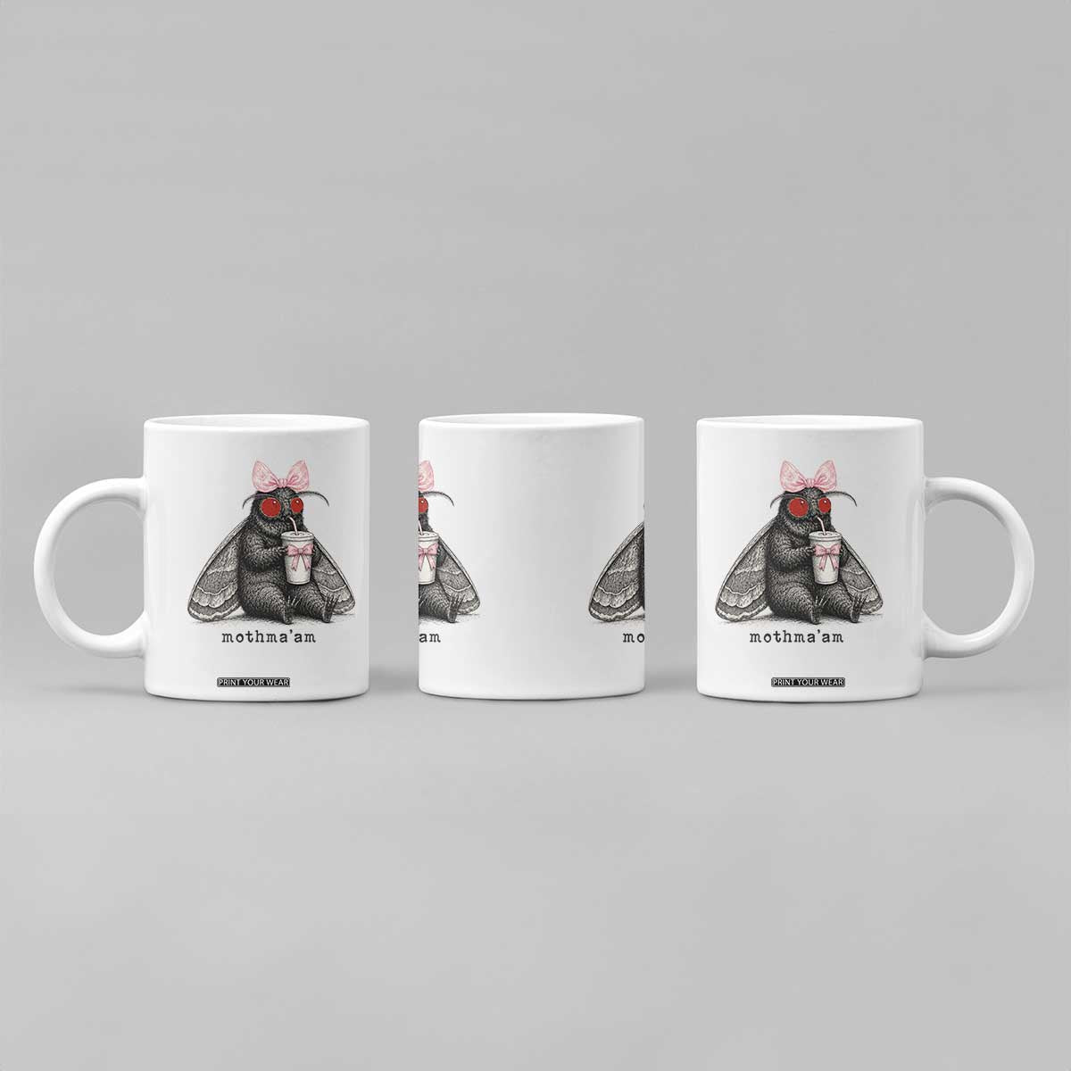 Funny Mothman Mothma'am Cute Pink Bow Coquette Coffee Mug TS11 Print Your Wear