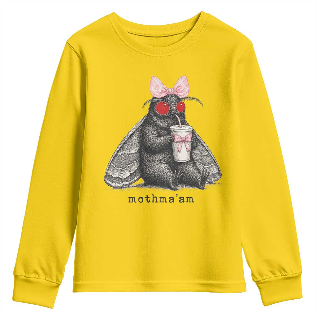 Funny Mothman Mothma'am Cute Pink Bow Coquette Youth Sweatshirt TS11 Daisy Print Your Wear