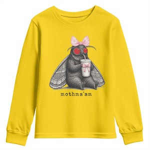 Funny Mothman Mothma'am Cute Pink Bow Coquette Youth Sweatshirt TS11 Daisy Print Your Wear
