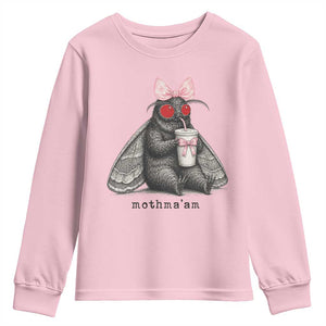 Funny Mothman Mothma'am Cute Pink Bow Coquette Youth Sweatshirt TS11 Light Pink Print Your Wear