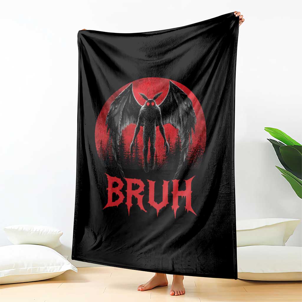 Funny Bruh Mothman Throw Blanket Cryptozoology Cryptid Humor Weirdcore Horror Moon TS11 Print Your Wear
