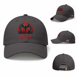 Funny Bruh Mothman Baseball Cap Cryptozoology Cryptid Humor Weirdcore Horror Moon TS11 Baseball Cap Universal Fit Dark Gray Print Your Wear