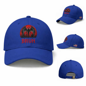 Funny Bruh Mothman Baseball Cap Cryptozoology Cryptid Humor Weirdcore Horror Moon TS11 Baseball Cap Universal Fit Royal Blue Print Your Wear