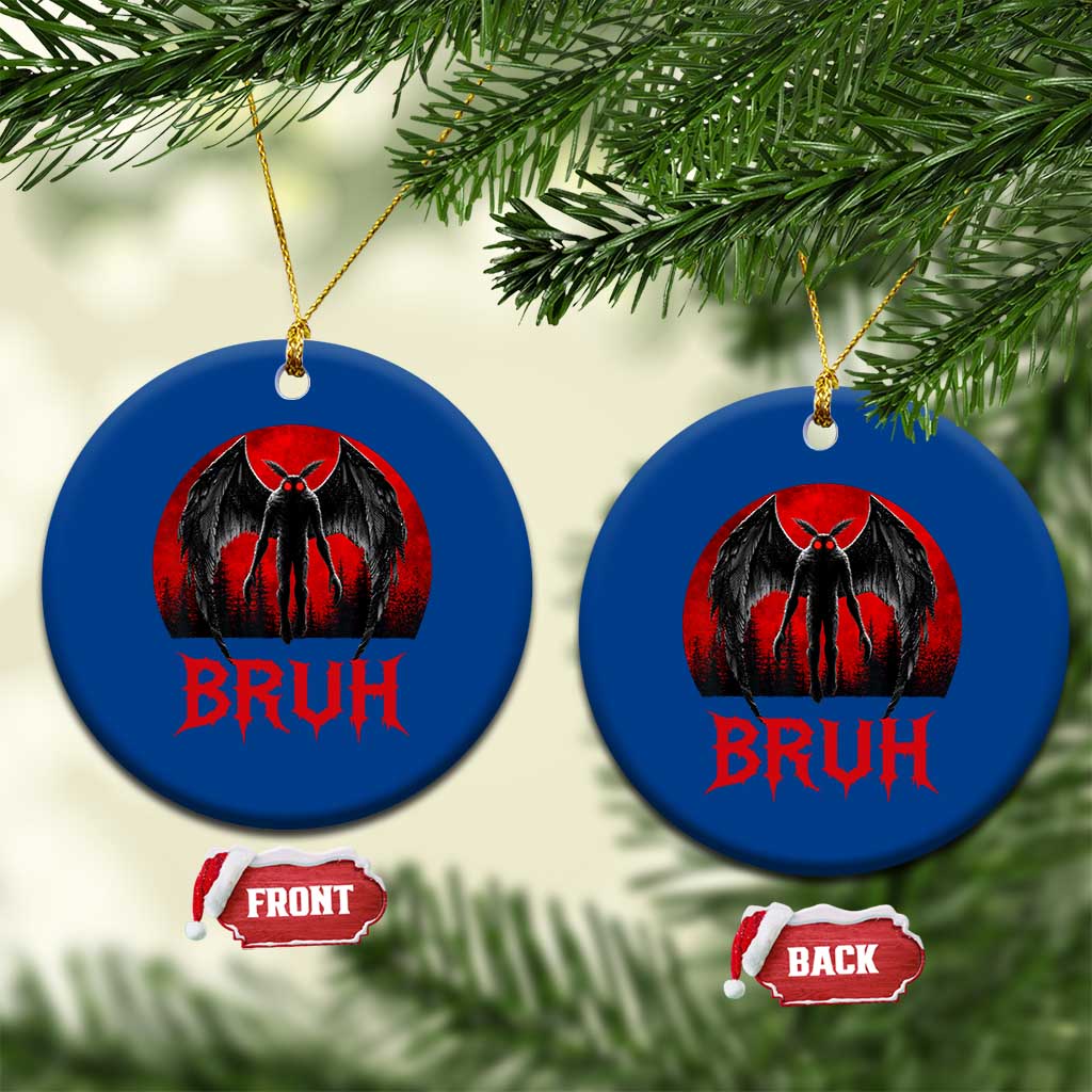 Funny Bruh Mothman Ceramic Ornament Cryptozoology Cryptid Humor Weirdcore Horror Moon TS11 1pc Blue Print Your Wear