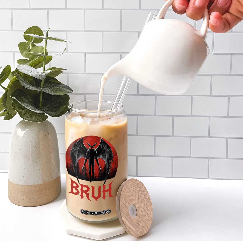 Funny Bruh Mothman Glass Can Cryptozoology Cryptid Humor Weirdcore Horror Moon TS11 Print Your Wear