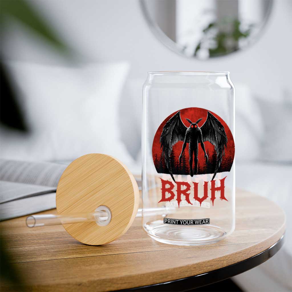 Funny Bruh Mothman Glass Can Cryptozoology Cryptid Humor Weirdcore Horror Moon TS11 Print Your Wear