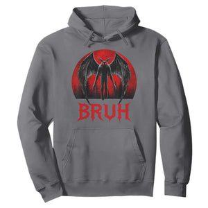 Funny Bruh Mothman Hoodie Cryptozoology Cryptid Humor Weirdcore Horror Moon TS11 Charcoal Print Your Wear