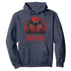 Funny Bruh Mothman Hoodie Cryptozoology Cryptid Humor Weirdcore Horror Moon TS11 Navy Print Your Wear