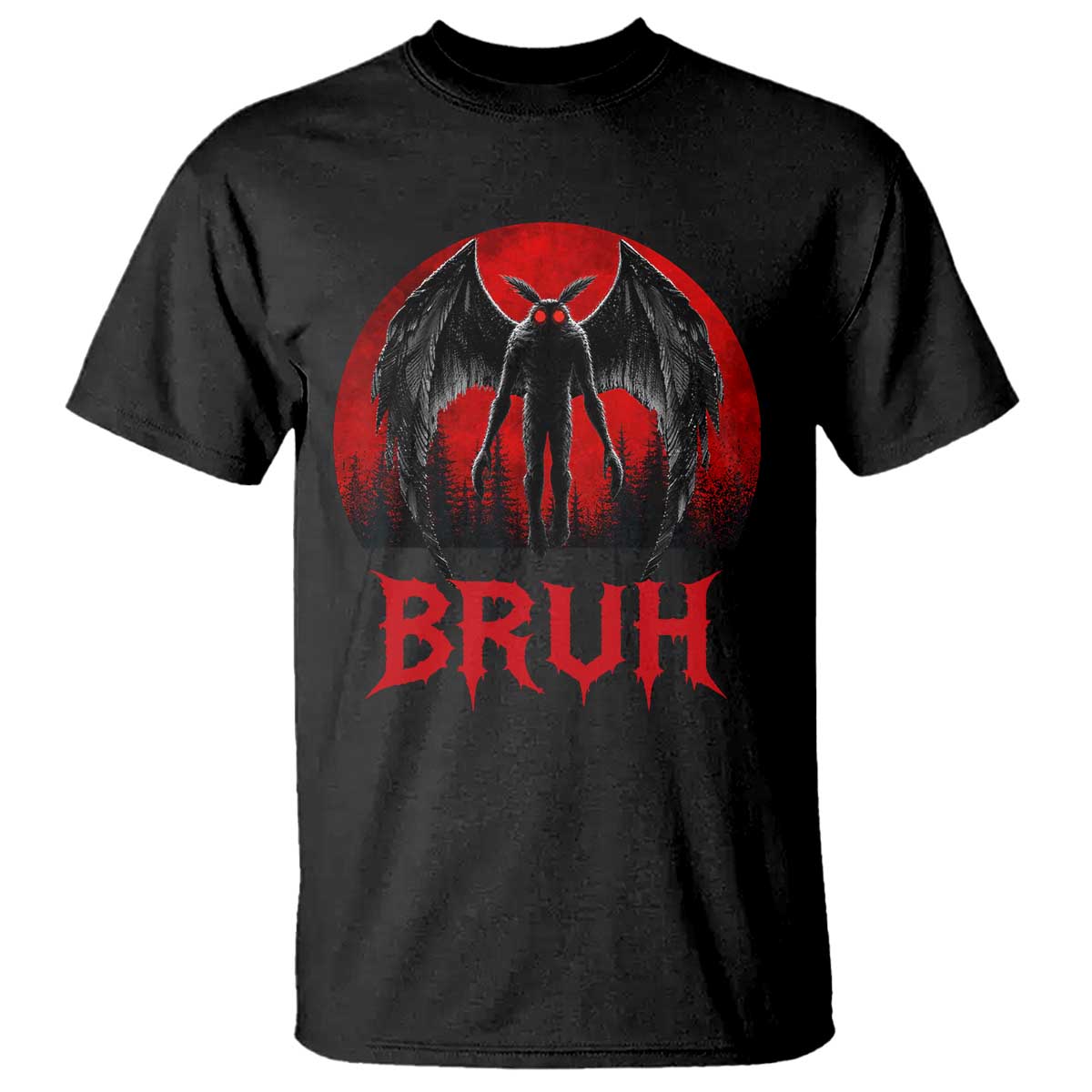 Funny Bruh Mothman T Shirt Cryptozoology Cryptid Humor Weirdcore Horror Moon TS11 Black Print Your Wear