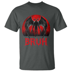 Funny Bruh Mothman T Shirt Cryptozoology Cryptid Humor Weirdcore Horror Moon TS11 Dark Heather Print Your Wear