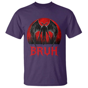 Funny Bruh Mothman T Shirt Cryptozoology Cryptid Humor Weirdcore Horror Moon TS11 Purple Print Your Wear