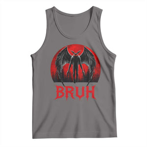 Funny Bruh Mothman Tank Top Cryptozoology Cryptid Humor Weirdcore Horror Moon TS11 Deep Heather Print Your Wear