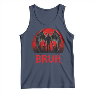 Funny Bruh Mothman Tank Top Cryptozoology Cryptid Humor Weirdcore Horror Moon TS11 Navy Print Your Wear