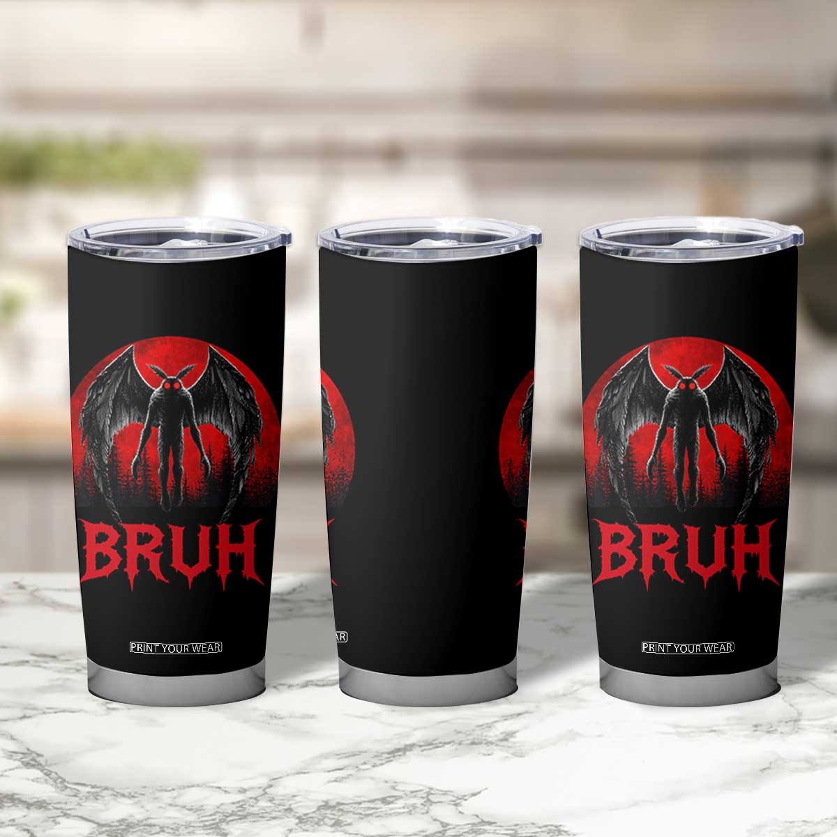 Funny Bruh Mothman Tumbler Cup Cryptozoology Cryptid Humor Weirdcore Horror Moon TS11 Print Your Wear