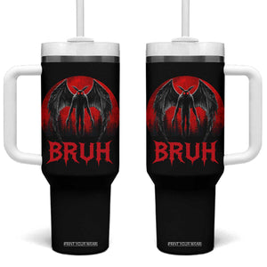 Funny Bruh Mothman Tumbler With Handle Cryptozoology Cryptid Humor Weirdcore Horror Moon TS11 One Size: 40 oz Black Print Your Wear