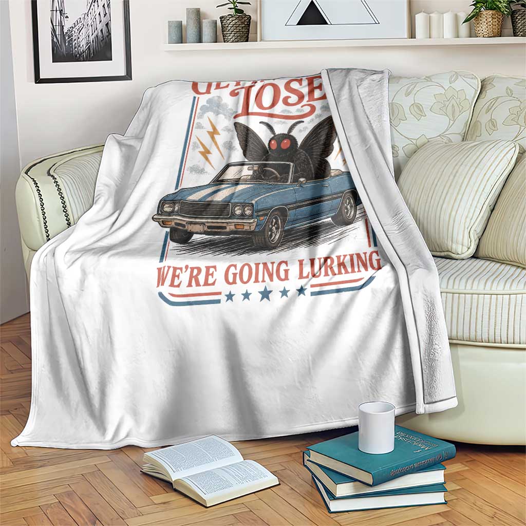 Funny Mothman Throw Blanket Get In Loser We Are Going Lurking Cryptid Lover TS11 Print Your Wear