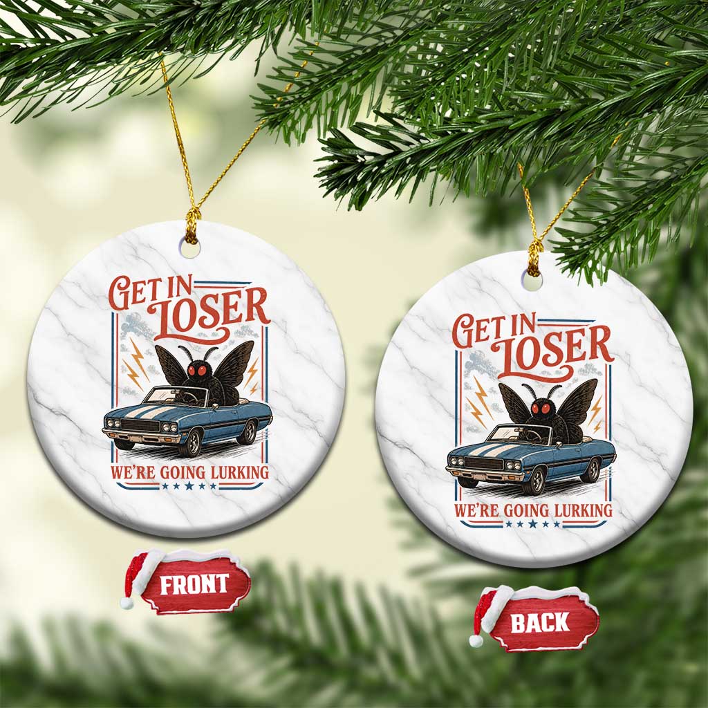Funny Mothman Ceramic Ornament Get In Loser We Are Going Lurking Cryptid Lover TS11 1pc White Marble Print Your Wear
