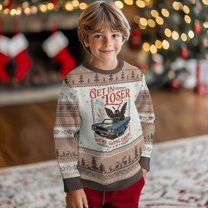 Funny Mothman Ugly Christmas Sweater Get In Loser We Are Going Lurking Cryptid Lover TS11 Mocha Mousse Print Your Wear