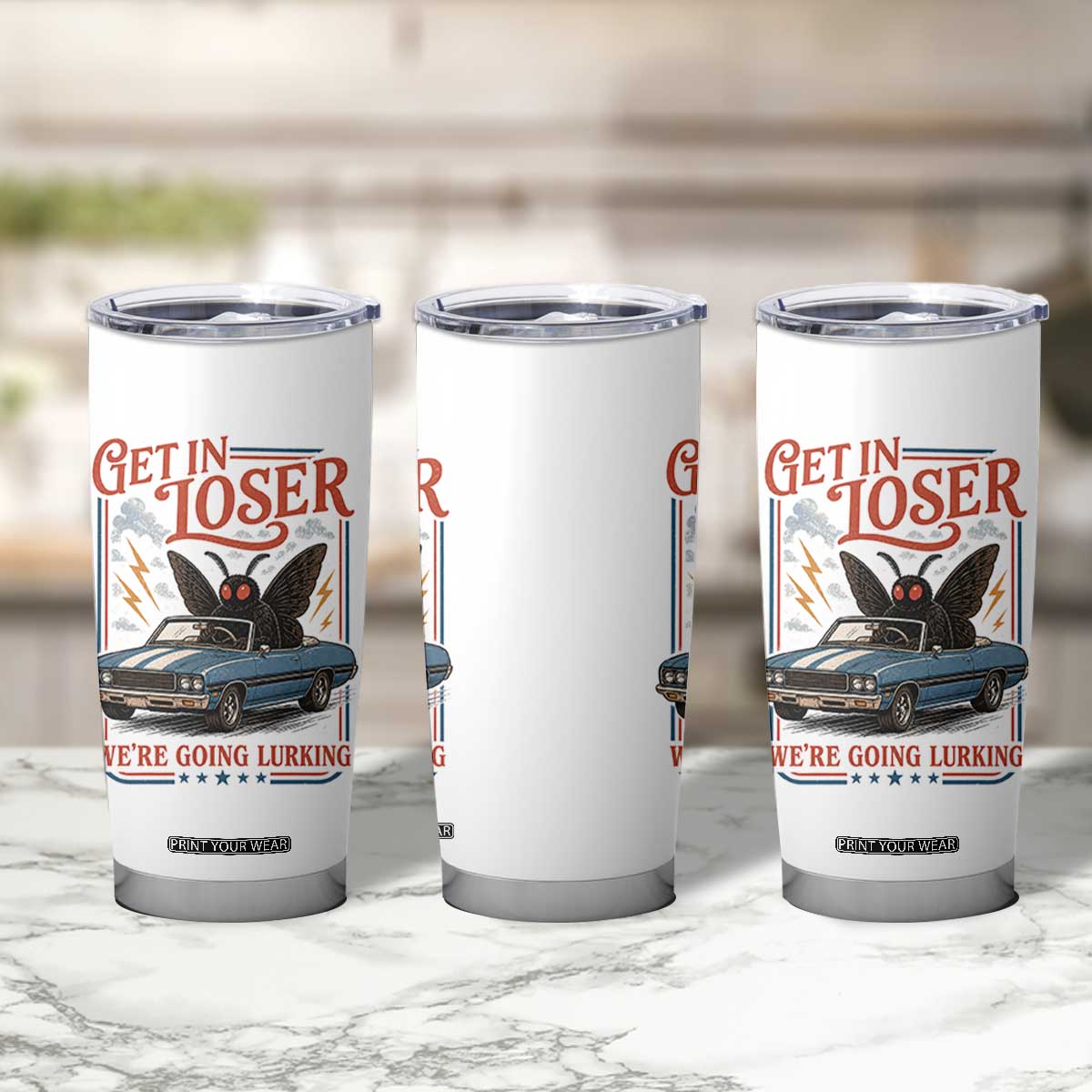 Funny Mothman Tumbler Cup Get In Loser We Are Going Lurking Cryptid Lover TS11 Print Your Wear