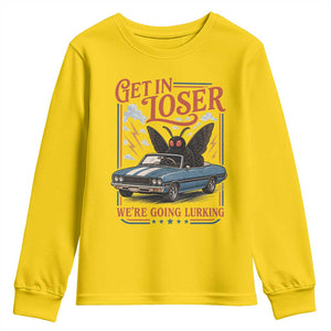 Funny Mothman Youth Sweatshirt Get In Loser We Are Going Lurking Cryptid Lover TS11 Daisy Print Your Wear