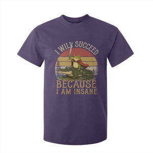I Will Succeed Because I Am Insane Funny Frog Riding Alligator T Shirt For Kid TS11 Purple Print Your Wear