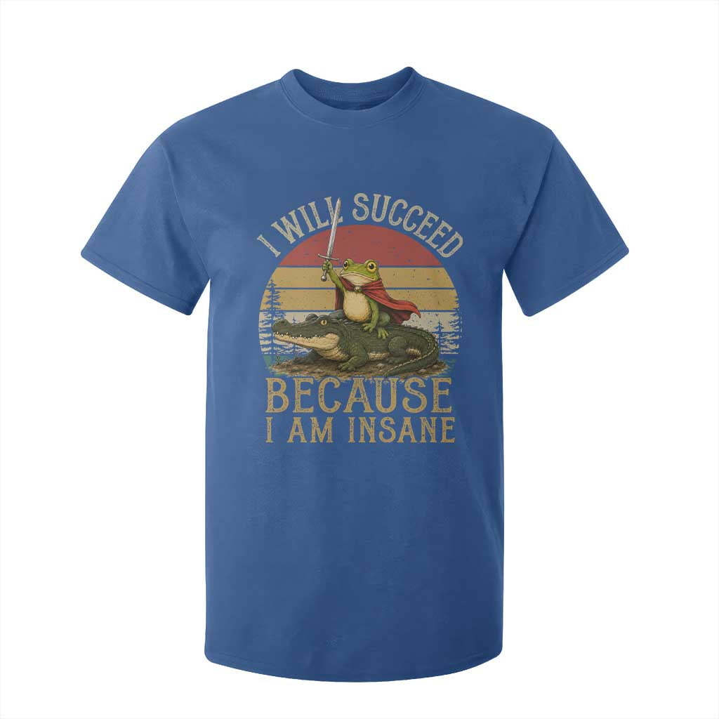 I Will Succeed Because I Am Insane Funny Frog Riding Alligator T Shirt For Kid TS11 Royal Blue Print Your Wear