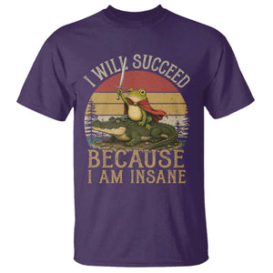 I Will Succeed Because I Am Insane Funny Frog Riding Alligator T Shirt TS11 Purple Print Your Wear