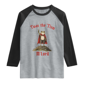 Funny Twas The Tism M Lord Medieval Knight Frog Raglan Shirt TS11 Heather Gray Black Print Your Wear