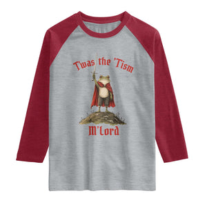 Funny Twas The Tism M Lord Medieval Knight Frog Raglan Shirt TS11 Heather Gray Heather Red Print Your Wear