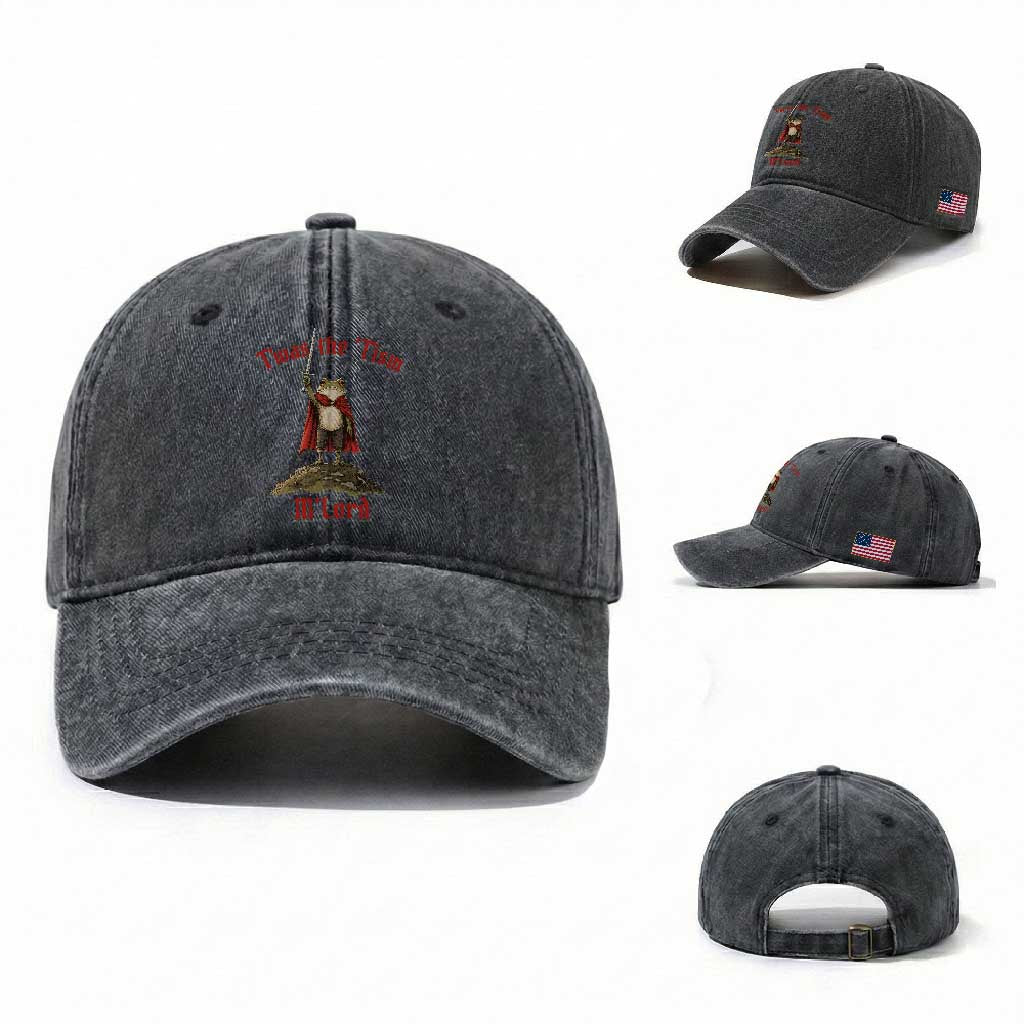 Funny Twas The Tism M Lord Medieval Knight Frog Washed Cotton Baseball Cap TS11 Washed Cap Universal Fit Dark Gray Print Your Wear