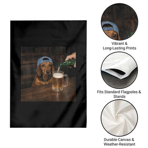 Wiener Dog Drinking Beer Funny Dachshund Lover Garden Flag