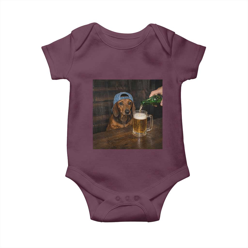 Wiener Dog Drinking Beer Funny Dachshund Lover Baby Onesie