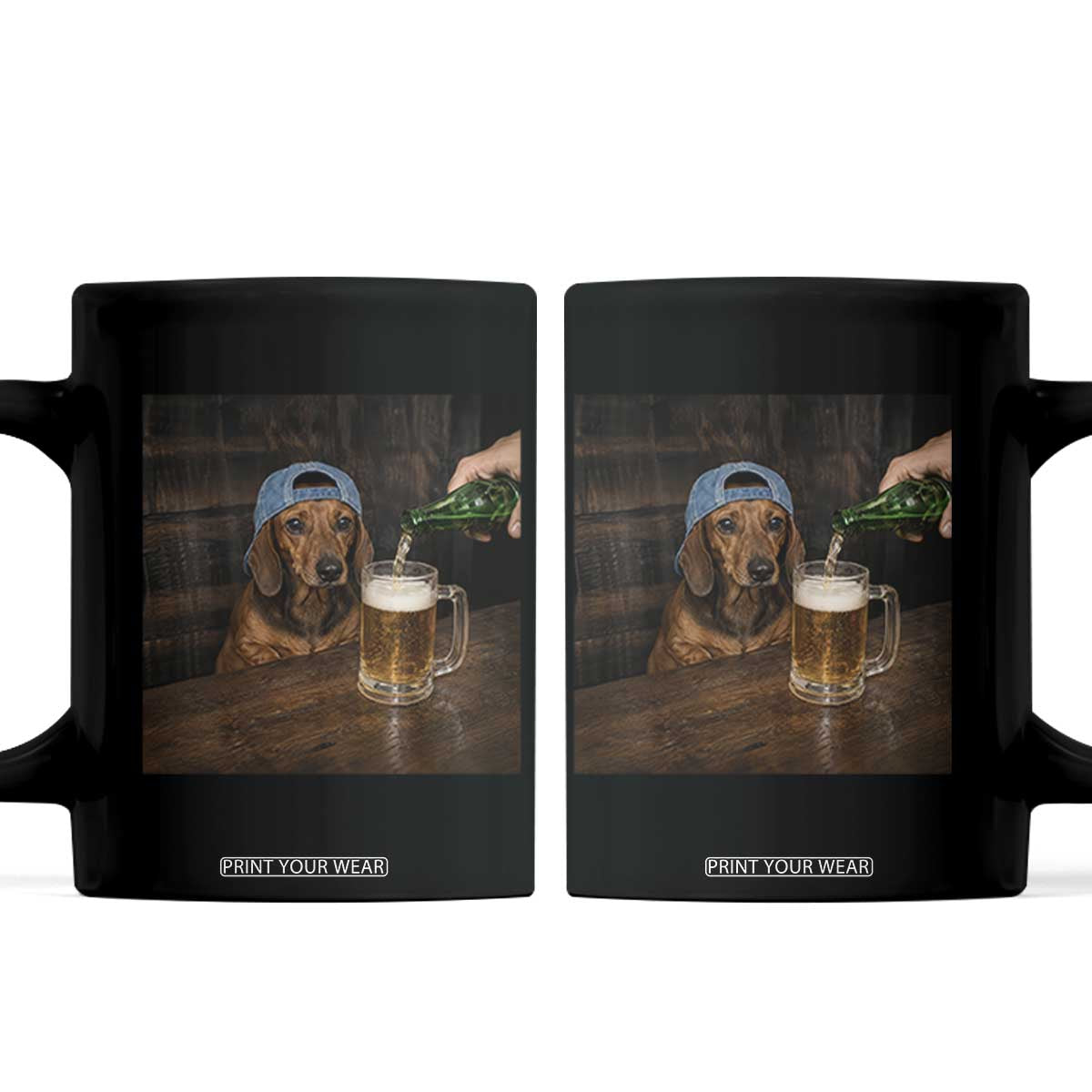 Wiener Dog Drinking Beer Funny Dachshund Lover Coffee Mug