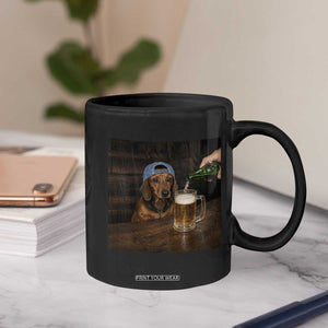 Wiener Dog Drinking Beer Funny Dachshund Lover Coffee Mug