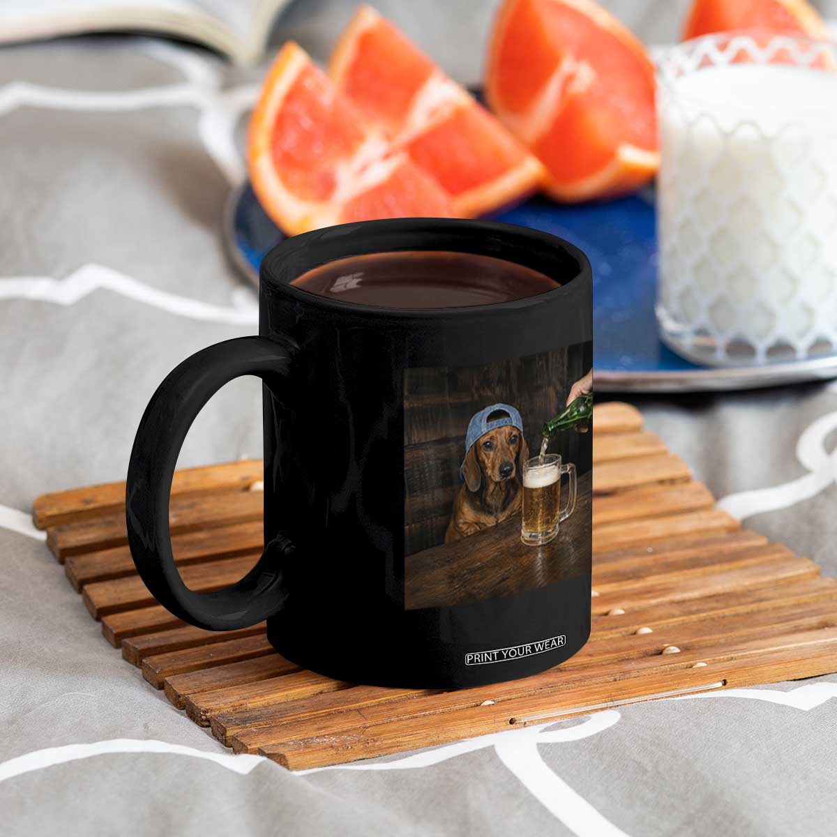 Wiener Dog Drinking Beer Funny Dachshund Lover Coffee Mug