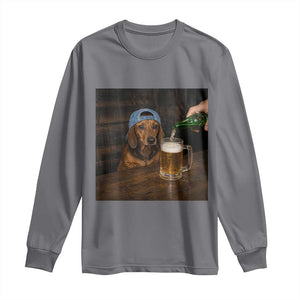 Wiener Dog Drinking Beer Funny Dachshund Lover Long Sleeve Shirt
