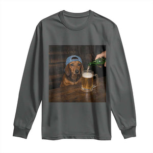 Wiener Dog Drinking Beer Funny Dachshund Lover Long Sleeve Shirt