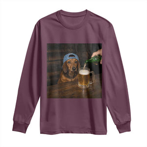 Wiener Dog Drinking Beer Funny Dachshund Lover Long Sleeve Shirt