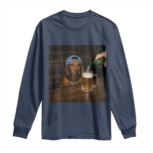 Wiener Dog Drinking Beer Funny Dachshund Lover Long Sleeve Shirt