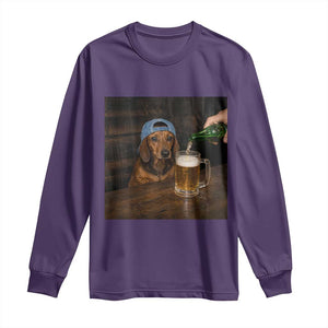 Wiener Dog Drinking Beer Funny Dachshund Lover Long Sleeve Shirt