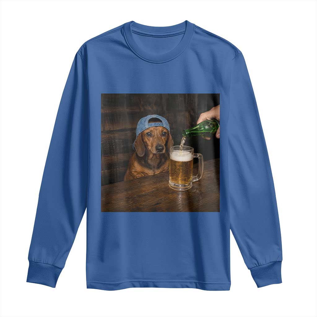 Wiener Dog Drinking Beer Funny Dachshund Lover Long Sleeve Shirt