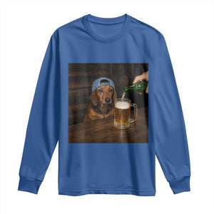 Wiener Dog Drinking Beer Funny Dachshund Lover Long Sleeve Shirt